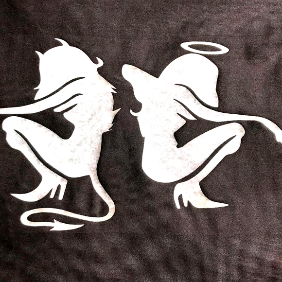 Black Crop Top Turtleneck witb white stripe M - Picture 5 of 11